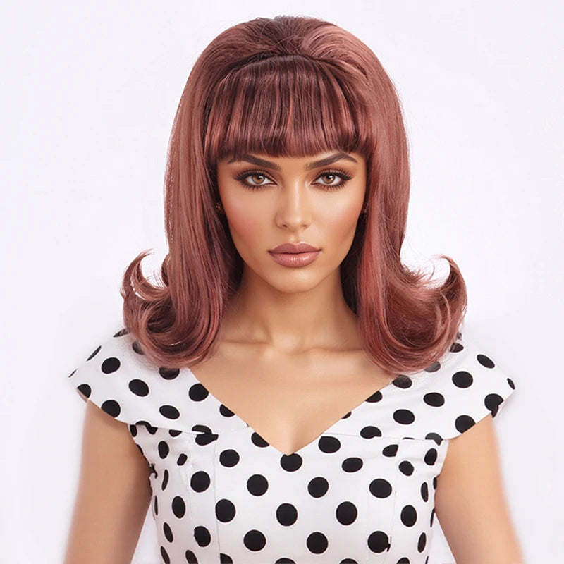 Vintage Bangs Wig — 14" Short Straight Style for Everyday & Costume