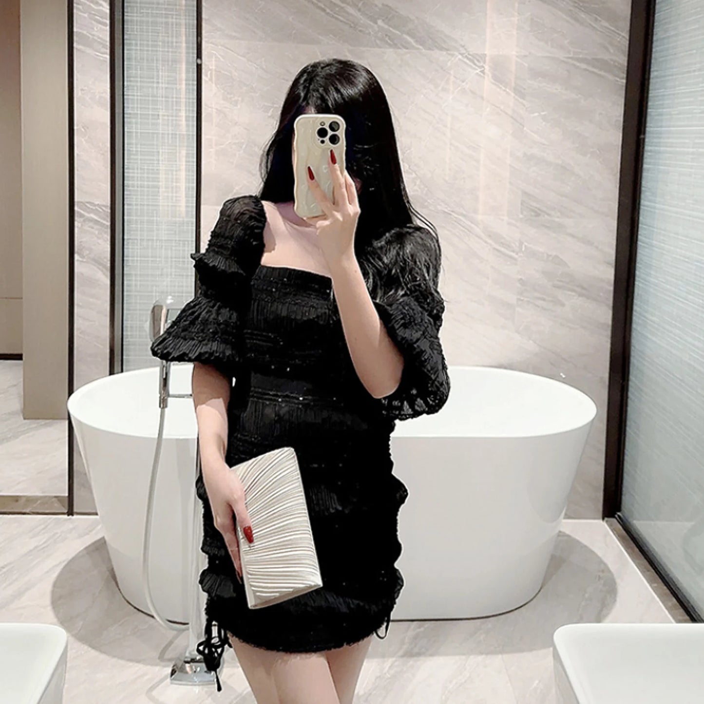 Luxury Silver Evening Clutch — Elegant Formal Handbag