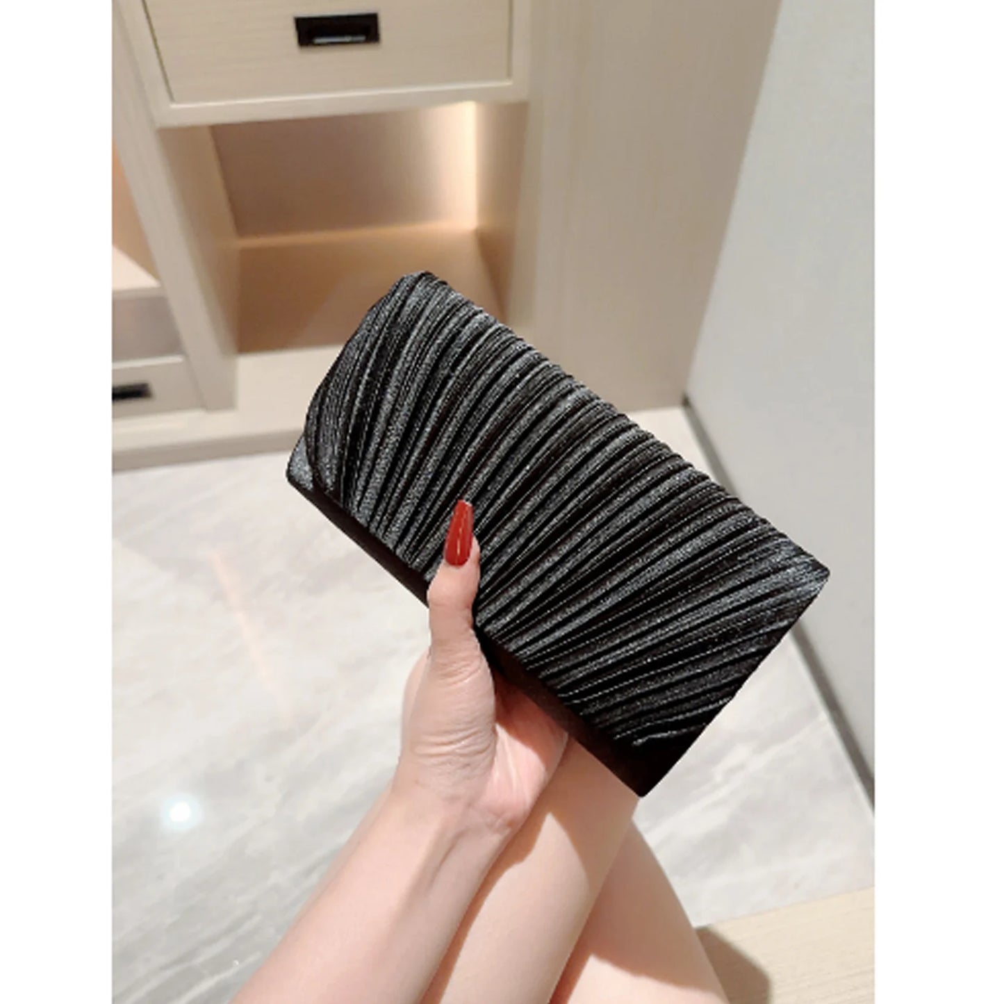 Luxury Silver Evening Clutch — Elegant Formal Handbag