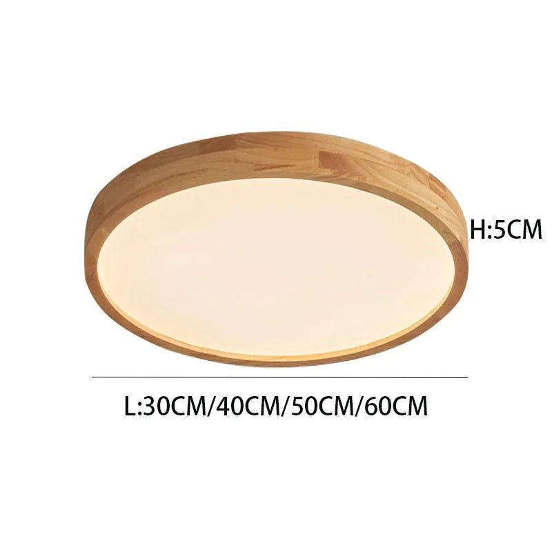 Modern Nordic Wooden Ceiling Light LED Round Flush Mount Lamp for Bedroom Living Room Solid Wood Plafond 30-60CM