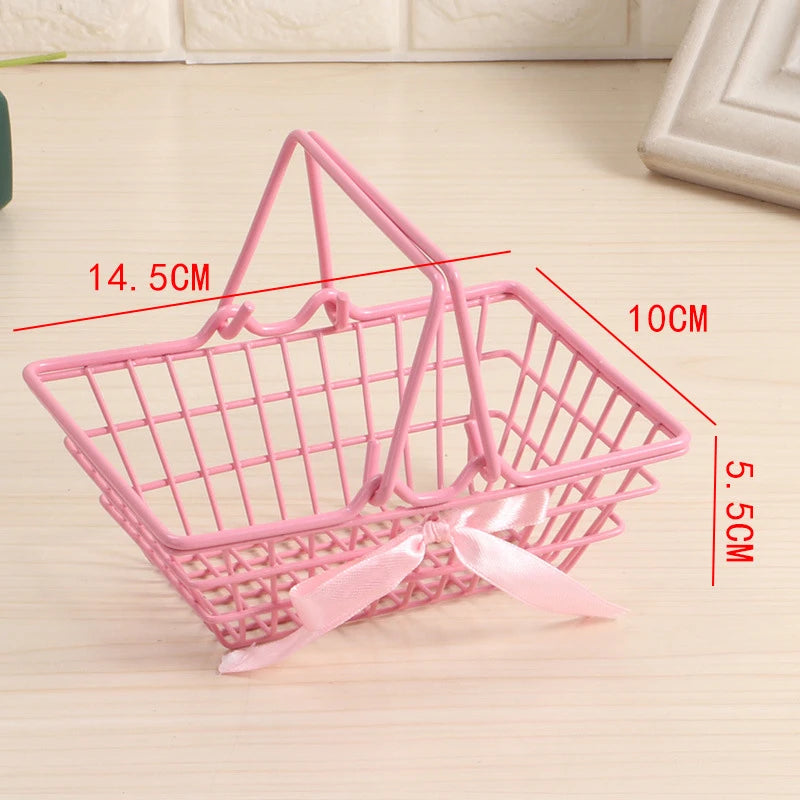Storage Organizer Pink Girl Mini Storage Basket Desktop Finishing Cosmetics Jewelry Storage Organizador Laundry Basket Breadbask
