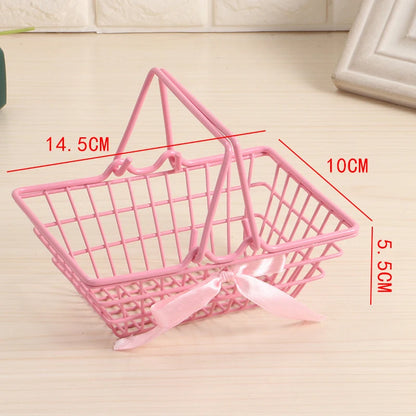Storage Organizer Pink Girl Mini Storage Basket Desktop Finishing Cosmetics Jewelry Storage Organizador Laundry Basket Breadbask