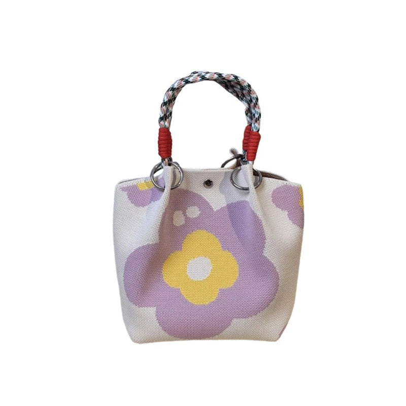 Knitted Bucket Tote — Woven Handbag for Everyday Elegance