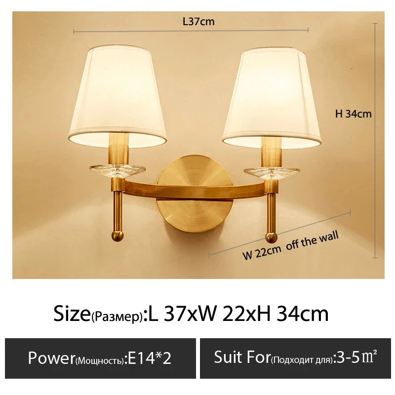 Modern Wall Sconce with White Fabric Shade E27 Gold Wall Lamp Bedroom Living Room Bathroom Vanity Light Fixture