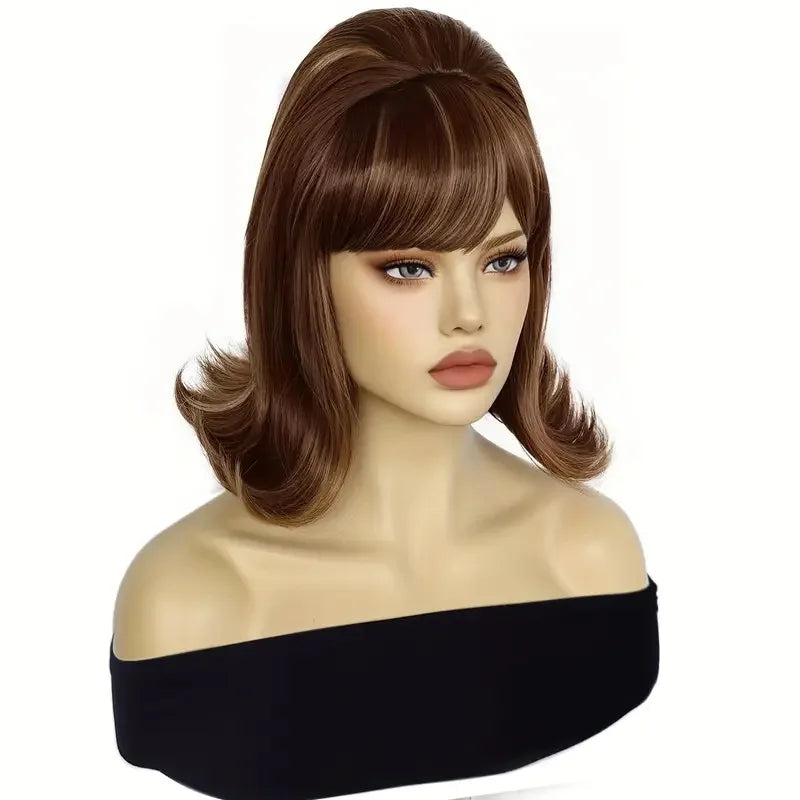 Vintage Bangs Wig — 14" Short Straight Style for Everyday & Costume