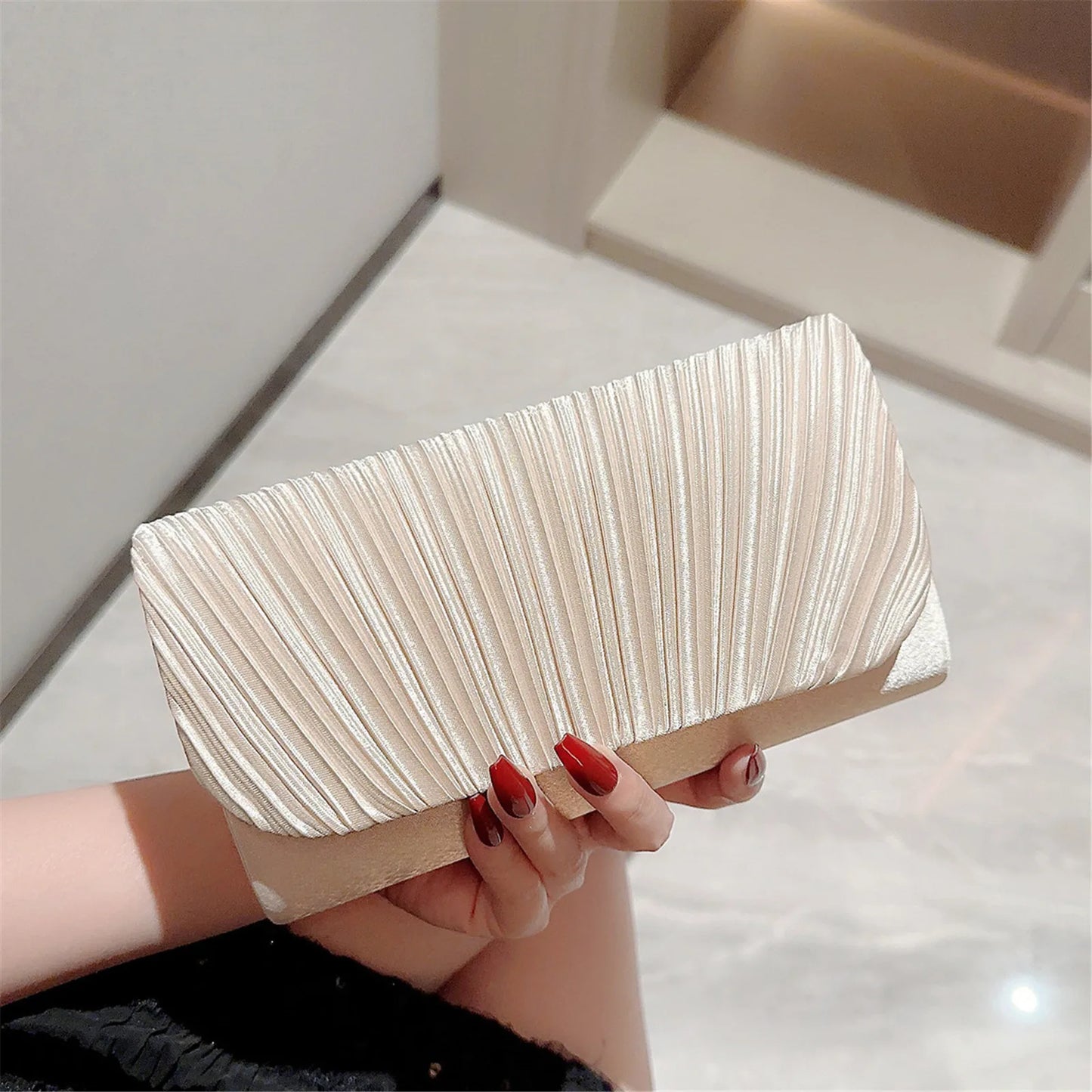 Luxury Silver Evening Clutch — Elegant Formal Handbag