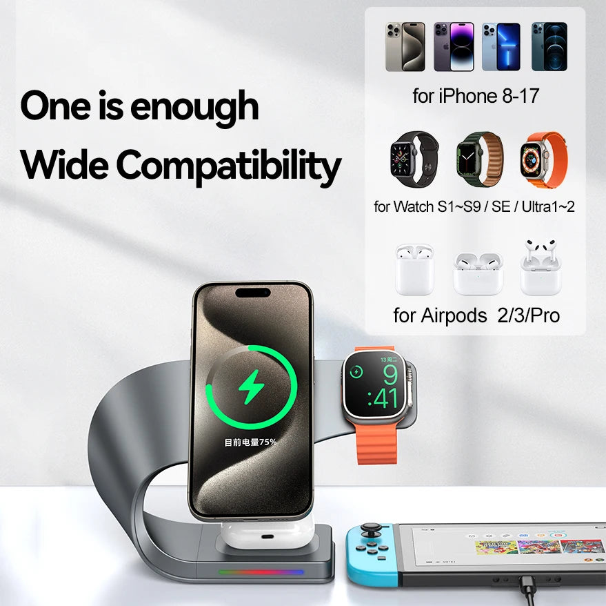 15W Magnetic Wireless Charging Stand (4-in-1)