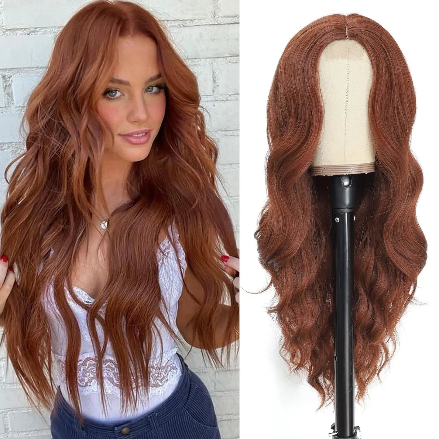 Long Wavy Lace Wig — 26" Heat-Resistant Curly Style