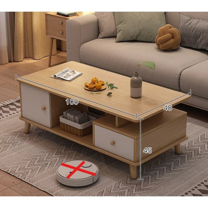 Coffee table living room household modern simple coffee table small apartment solid wood leg tea table tea table square