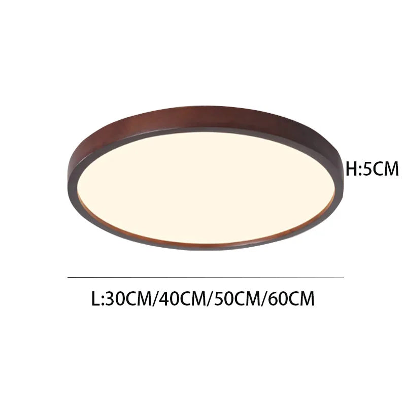 Modern Nordic Wooden Ceiling Light LED Round Flush Mount Lamp for Bedroom Living Room Solid Wood Plafond 30-60CM