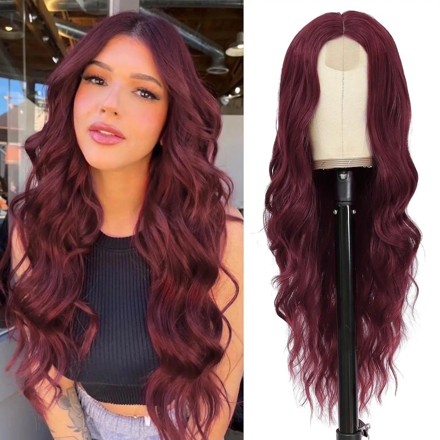 Long Wavy Lace Wig — 26" Heat-Resistant Curly Style