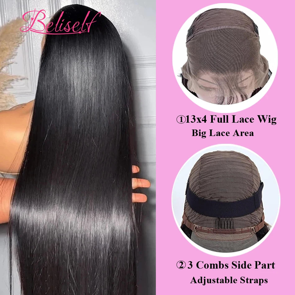 Beliself HD Lace Front Wig — 13x4 / 13x6, Pre-Plucked Human Hair