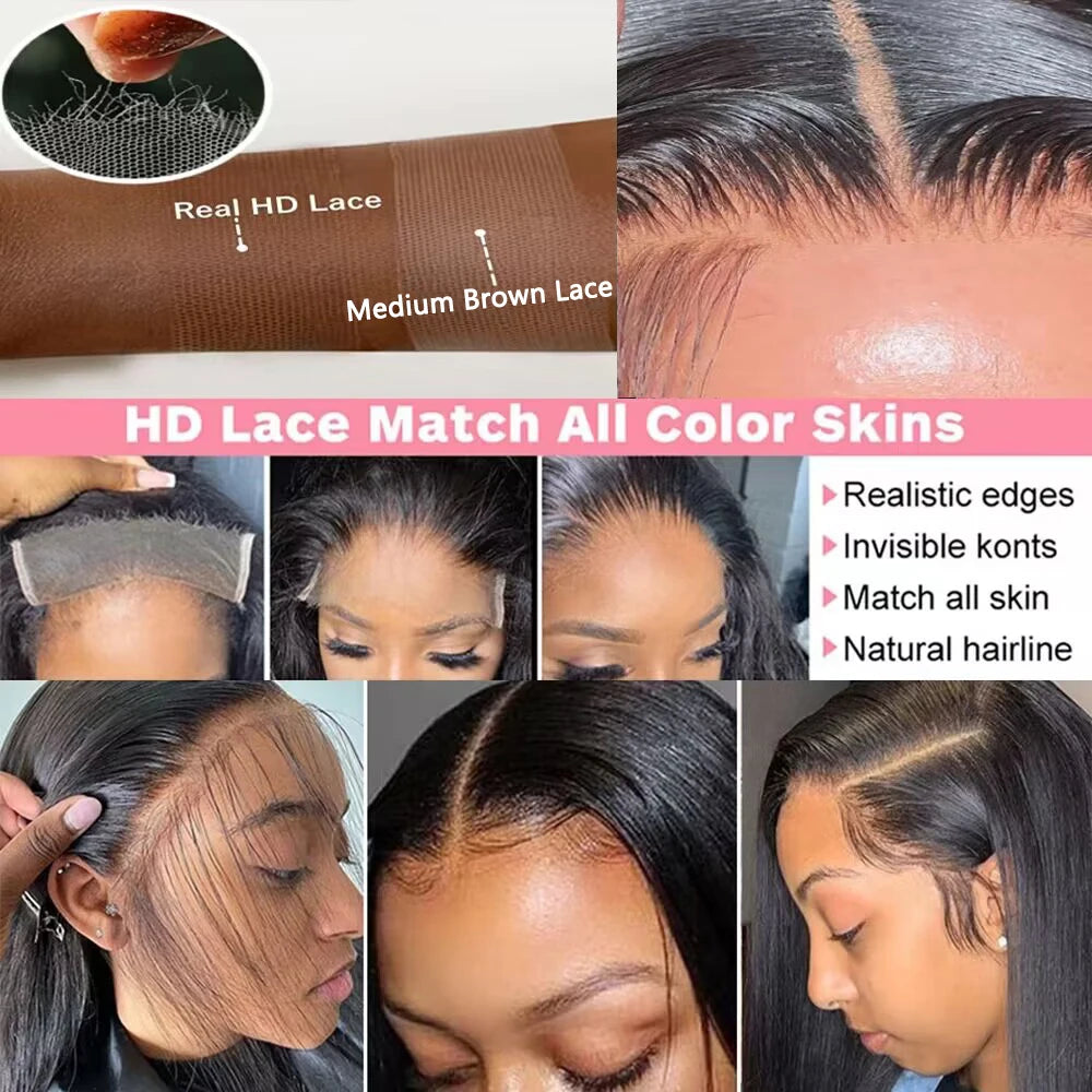 HD Transparent Lace Frontal Wig — 13x6 / 13x4 Bone Straight, 30" Human Hair