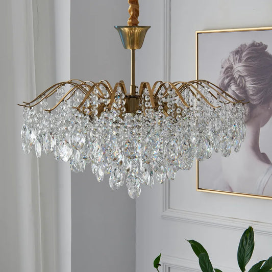 Modern High-end LED Crystal Chandelier Dining Table Living Room Bedroom Kitchen Luxury Pendant Lamp Home Decor Lighting Fixtures