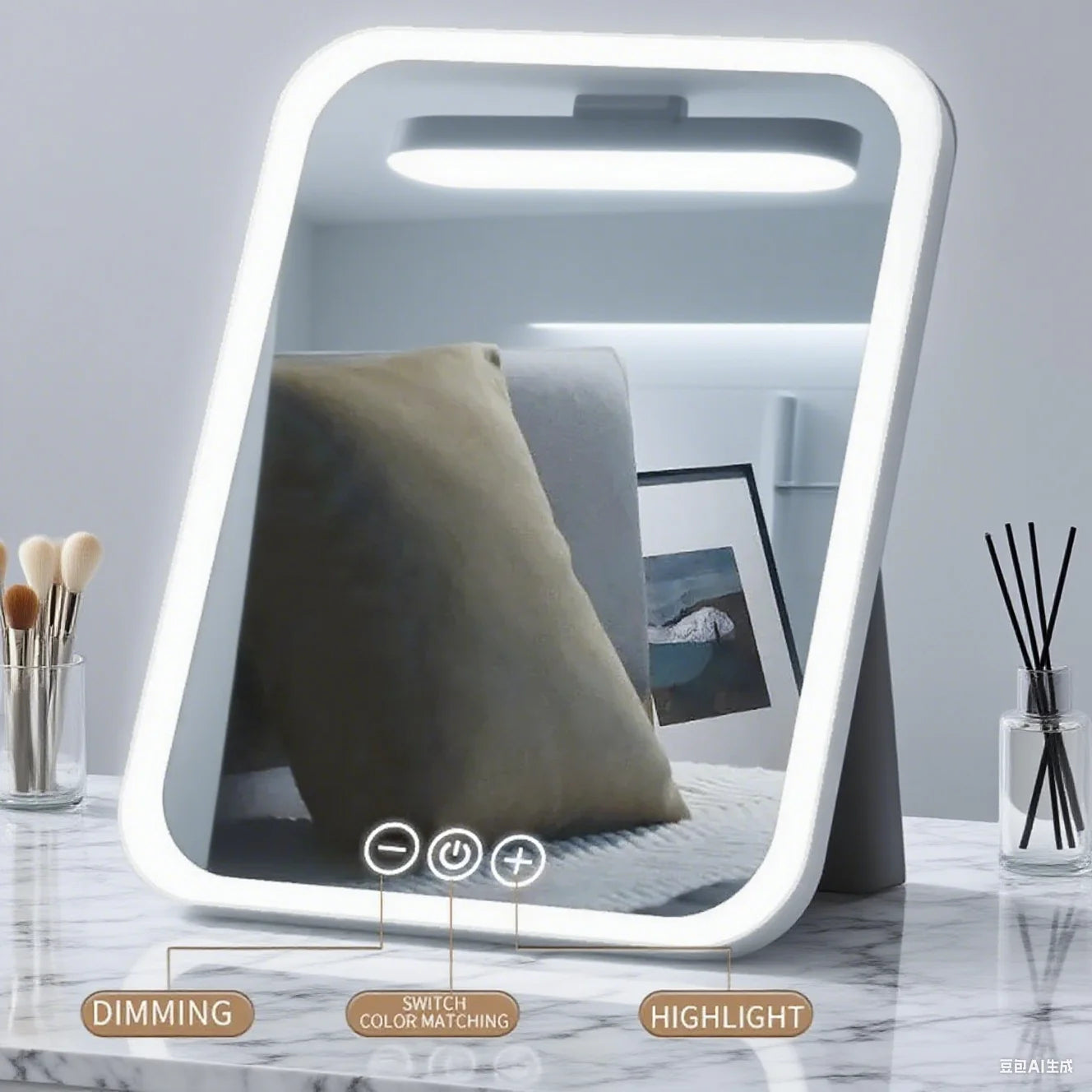 Foldable LED Makeup Mirror — Adjustable Light, USB Rechargeable