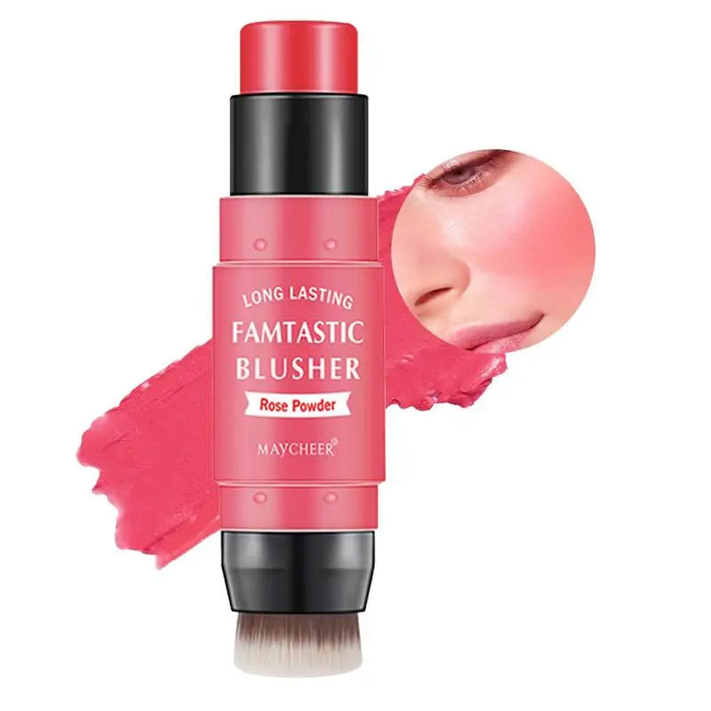 Blush Stick with Built-In Brush — 2-in-1 Cream Blush & Lip Color