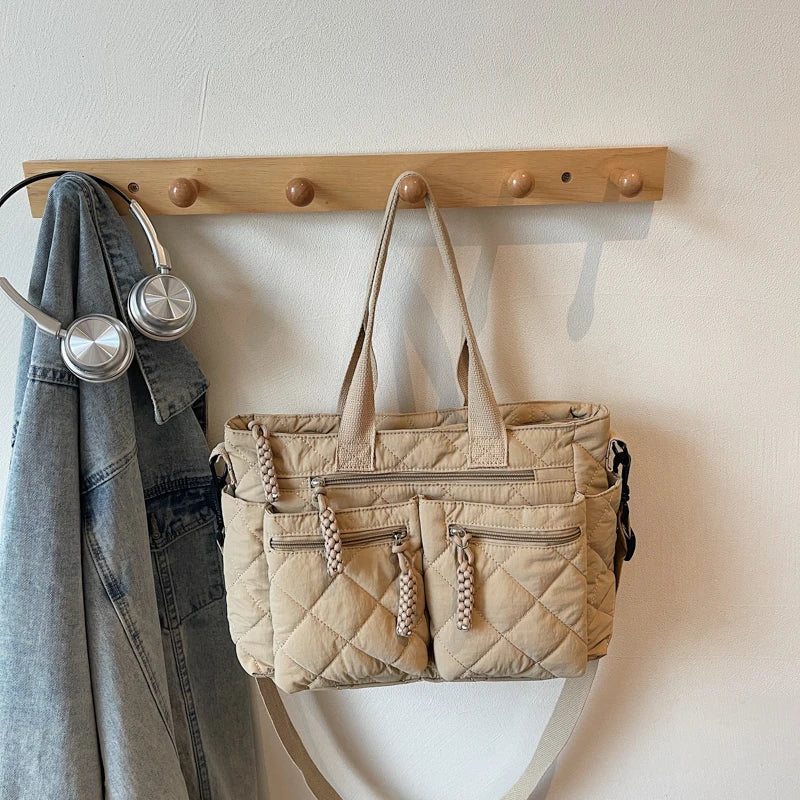 Large Capacity Cotton Tote — Spacious Side Shoulder Bag