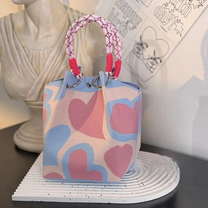 Knitted Bucket Tote — Woven Handbag for Everyday Elegance