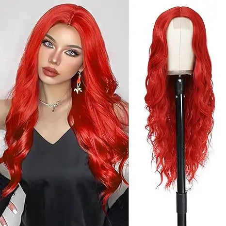 Long Wavy Lace Wig — 26" Heat-Resistant Curly Style