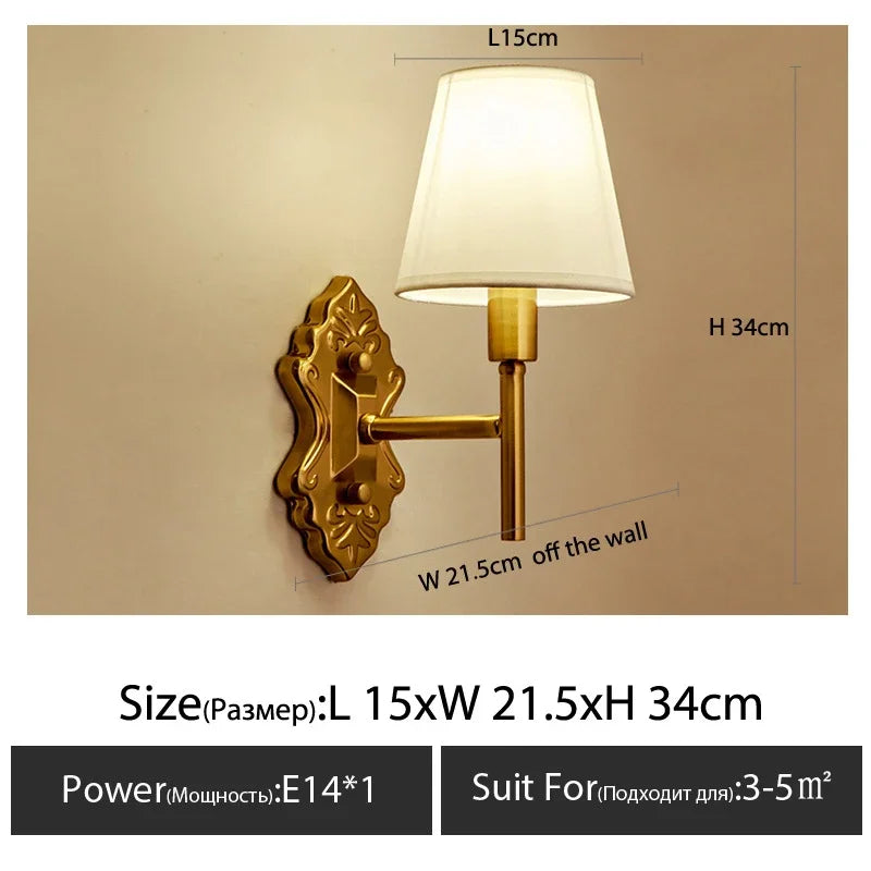 Modern Wall Sconce with White Fabric Shade E27 Gold Wall Lamp Bedroom Living Room Bathroom Vanity Light Fixture