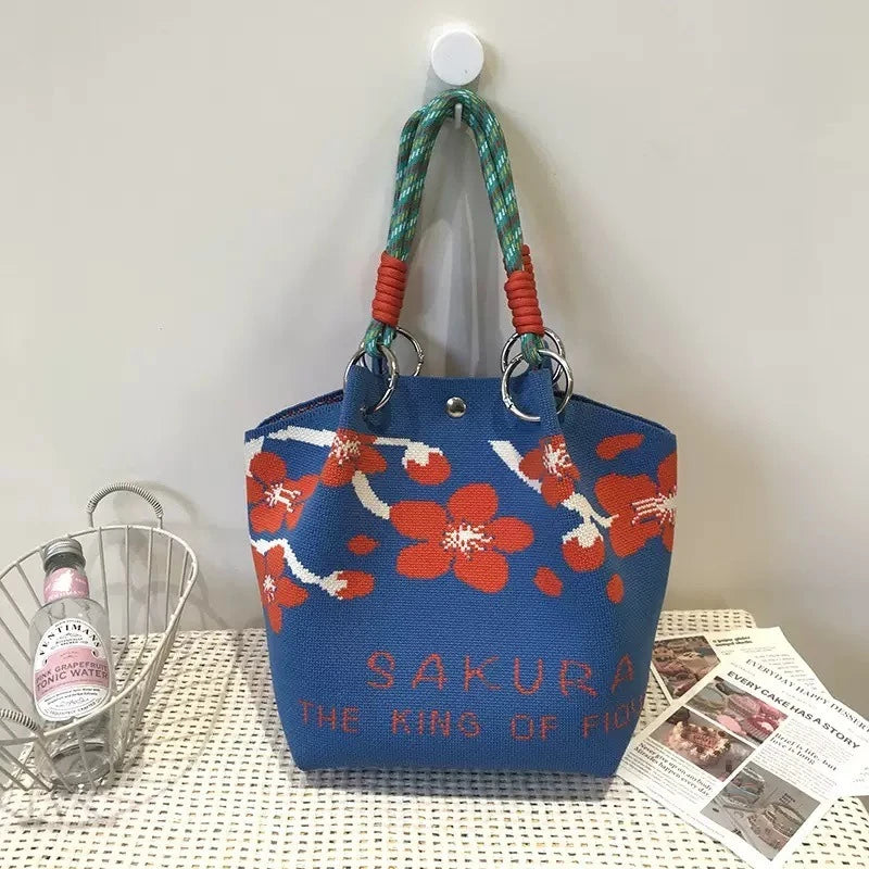 Knitted Bucket Tote — Woven Handbag for Everyday Elegance