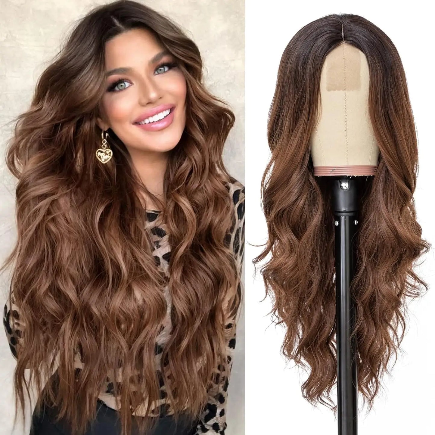 Long Wavy Lace Wig — 26" Heat-Resistant Curly Style