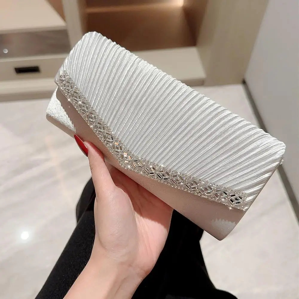 Luxury Silver Evening Clutch — Elegant Formal Handbag