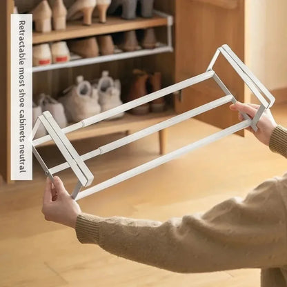 Shoe Rack | Space-Saving Layered Organizer For Home Shoe Cabinets | Under-Shelf Shoe Holder With Hanging Basket