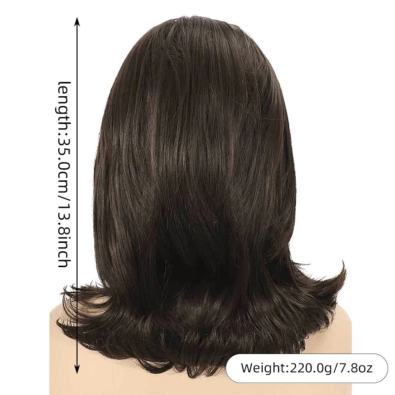 Vintage Bangs Wig — 14" Short Straight Style for Everyday & Costume