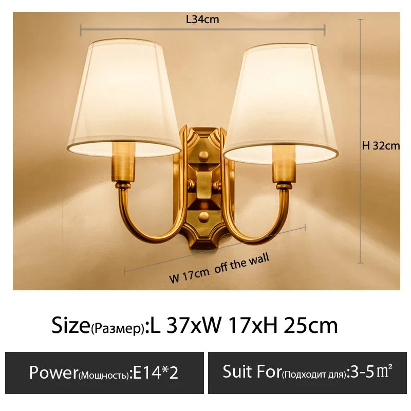 Modern Wall Sconce with White Fabric Shade E27 Gold Wall Lamp Bedroom Living Room Bathroom Vanity Light Fixture
