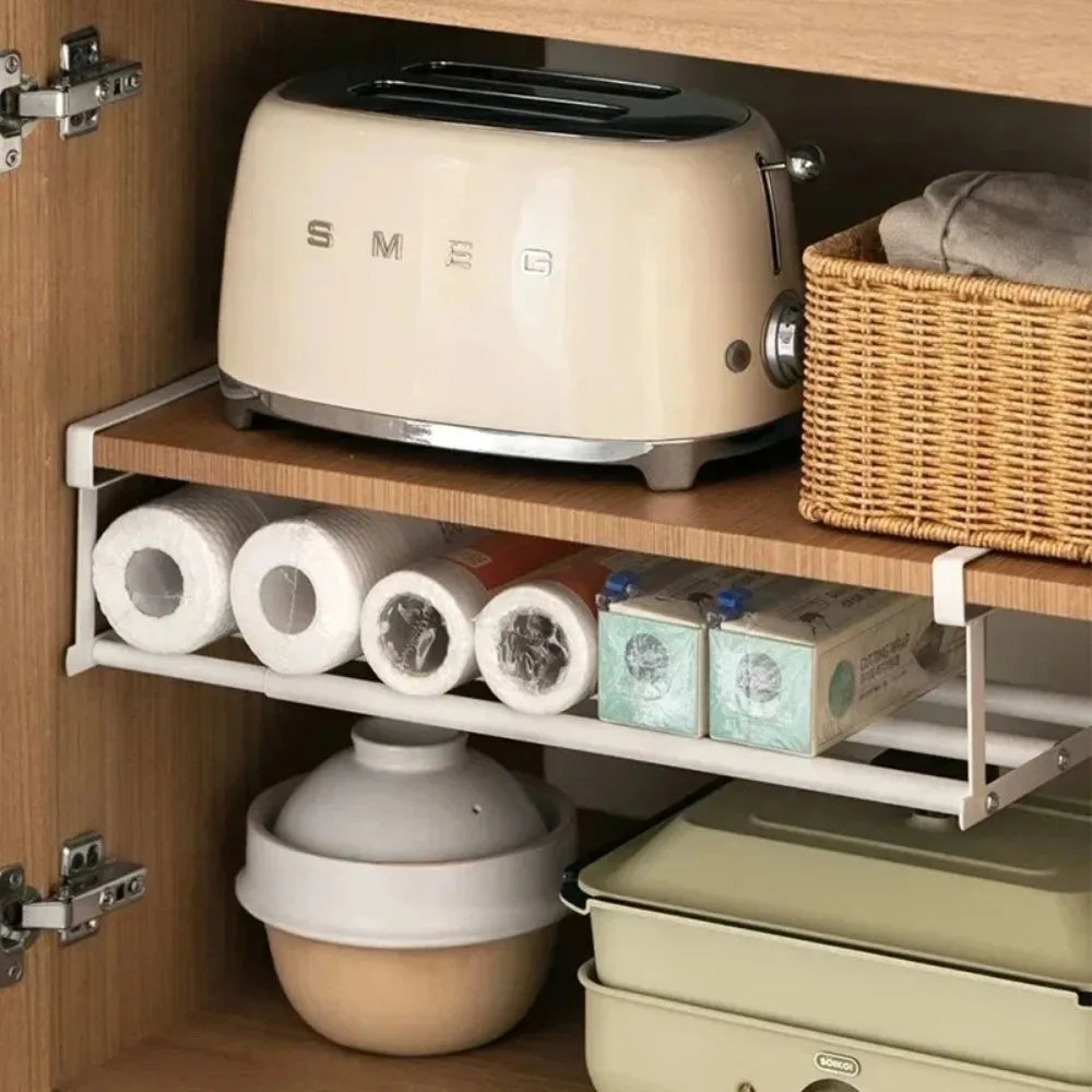 Shoe Rack | Space-Saving Layered Organizer For Home Shoe Cabinets | Under-Shelf Shoe Holder With Hanging Basket