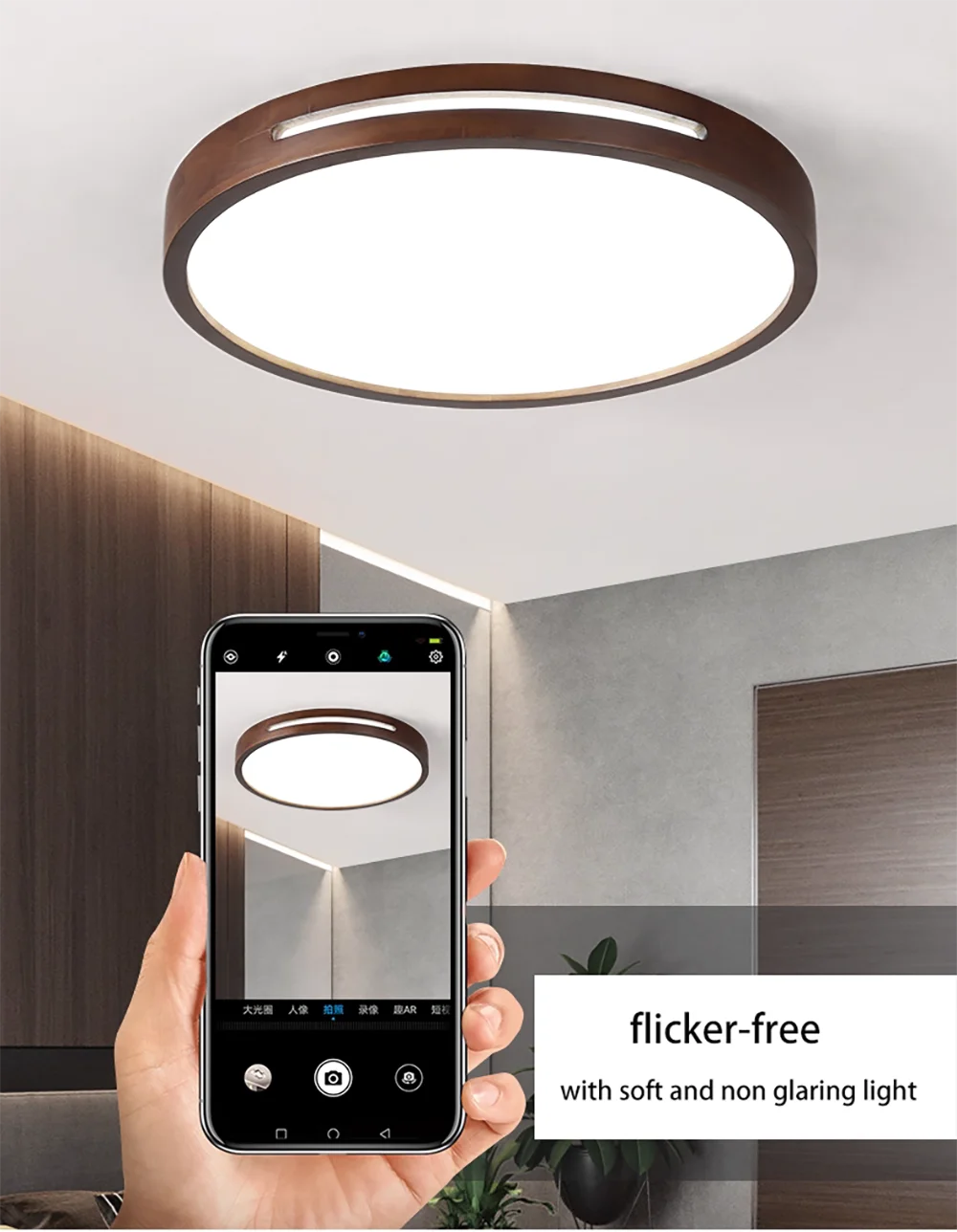Modern Nordic Wooden Ceiling Light LED Round Flush Mount Lamp for Bedroom Living Room Solid Wood Plafond 30-60CM
