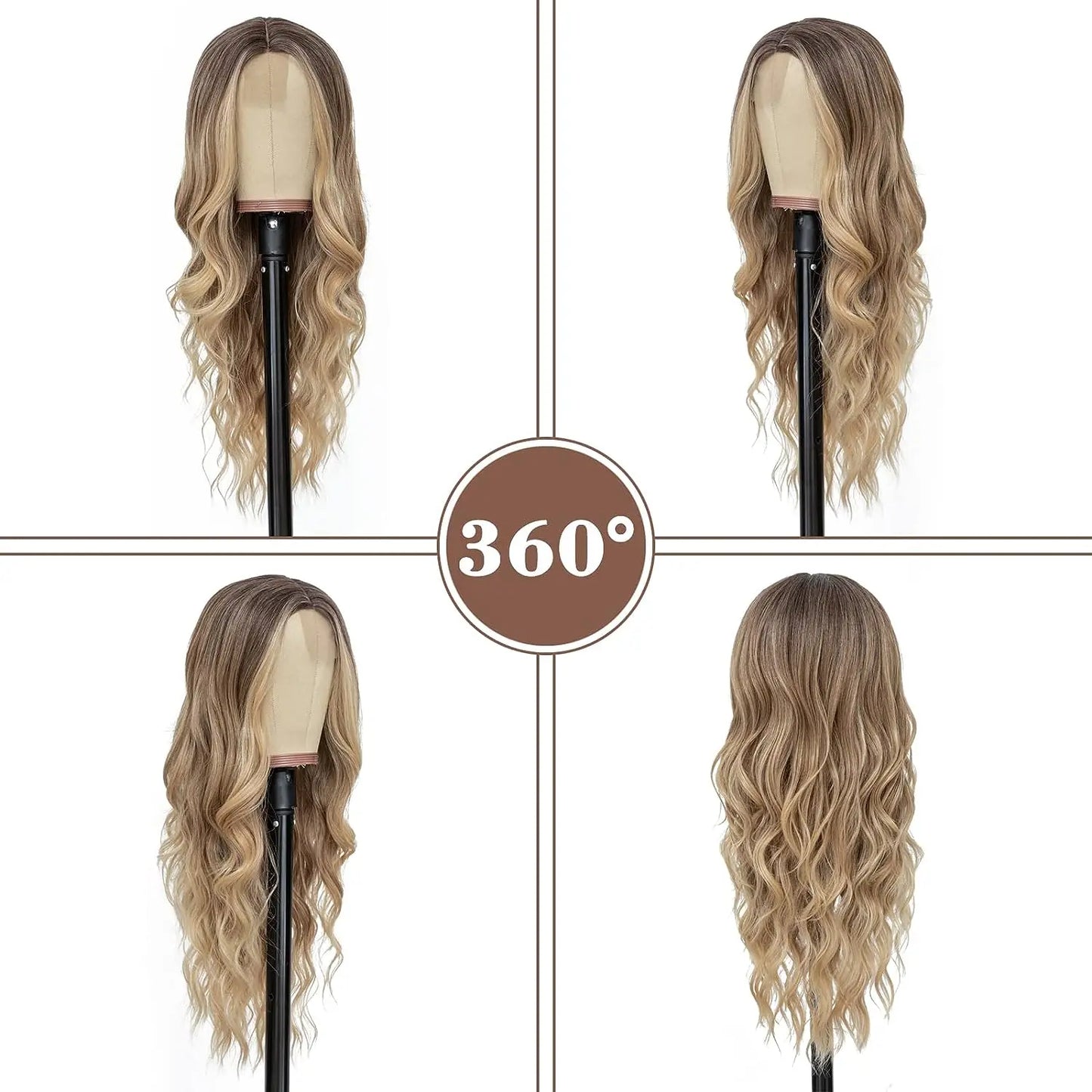 Long Wavy Lace Wig — 26" Heat-Resistant Curly Style