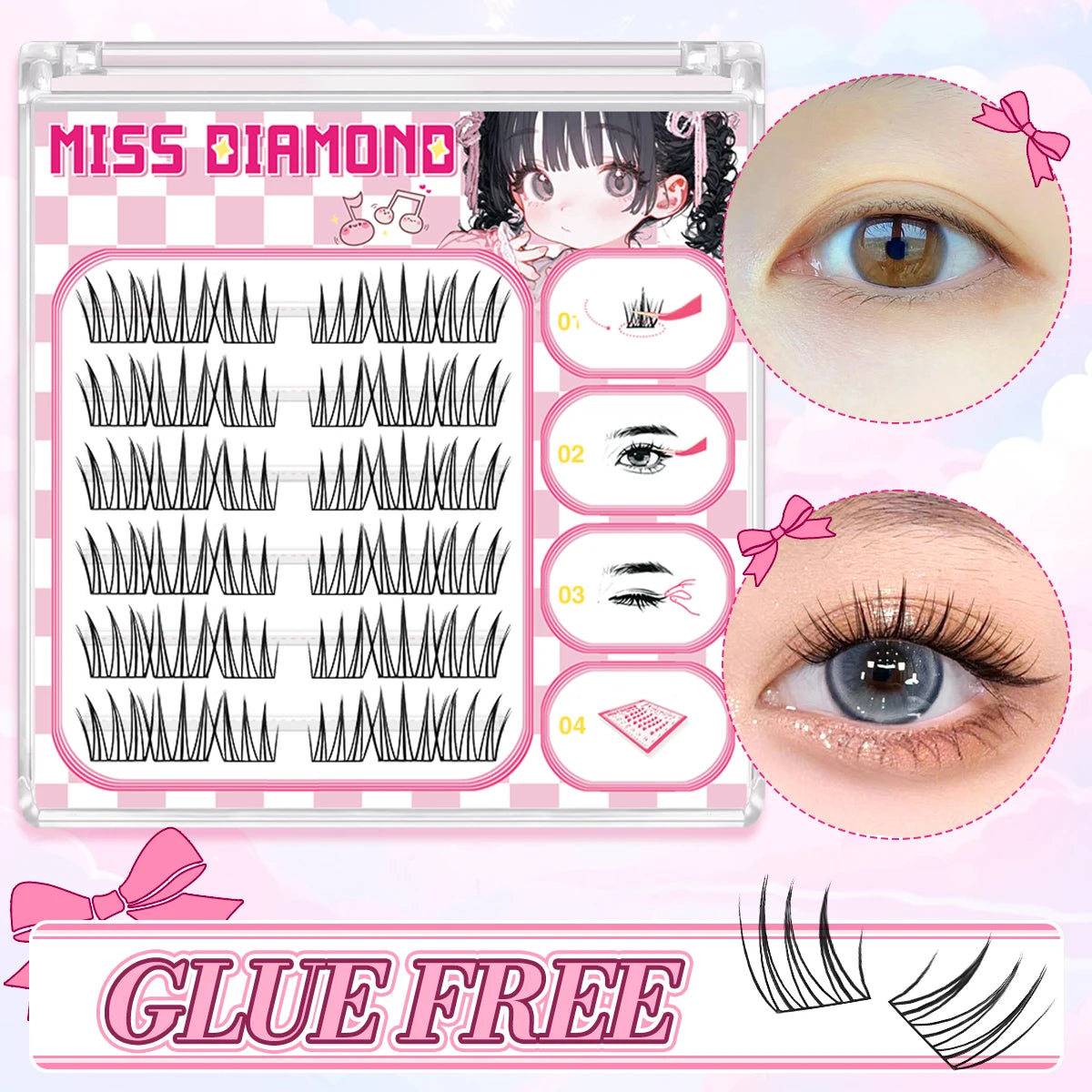 Glue-Free False Lashes — Natural Wispy Look, No Mess