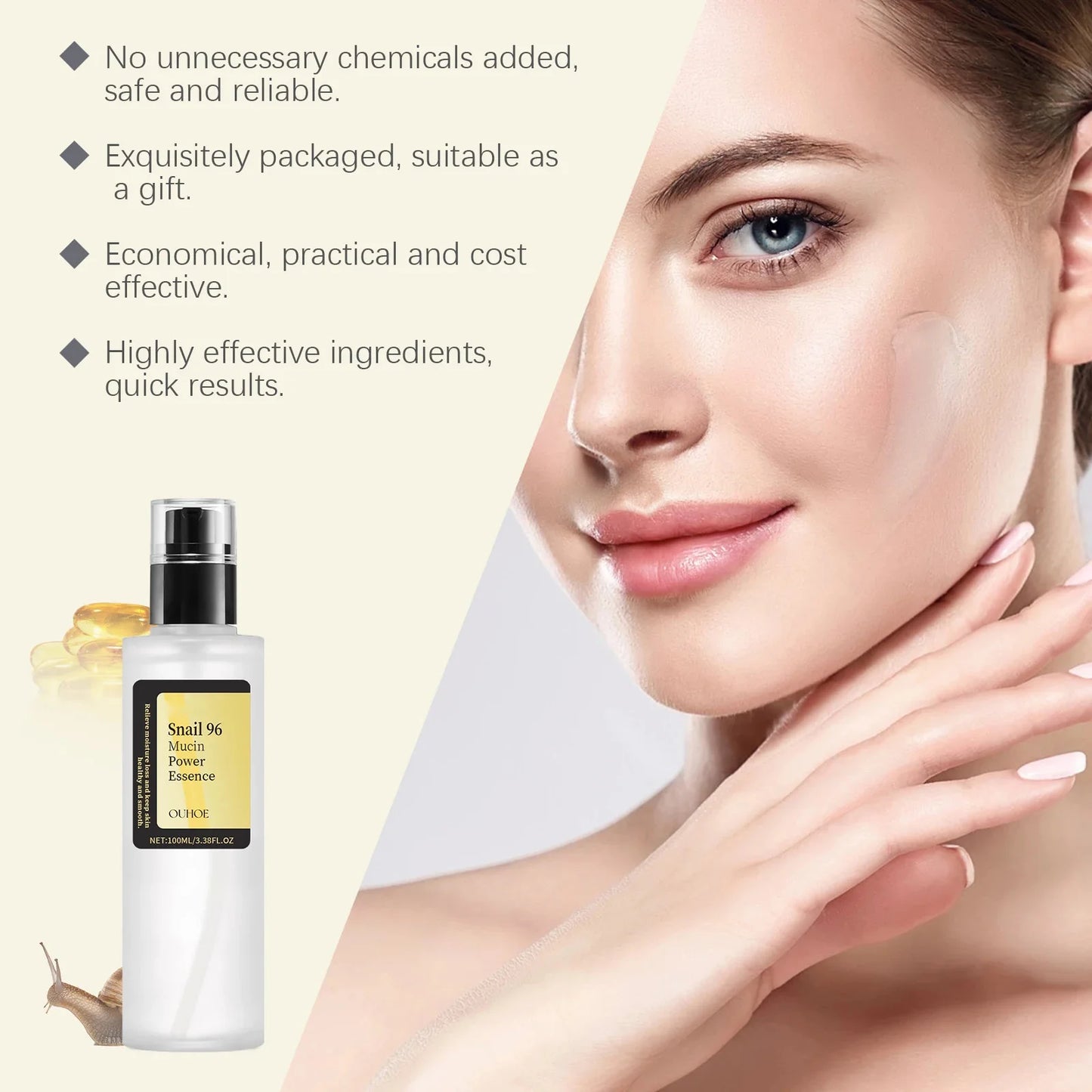 96% Snail Mucin Power Essence — Korean Hydration & Firming