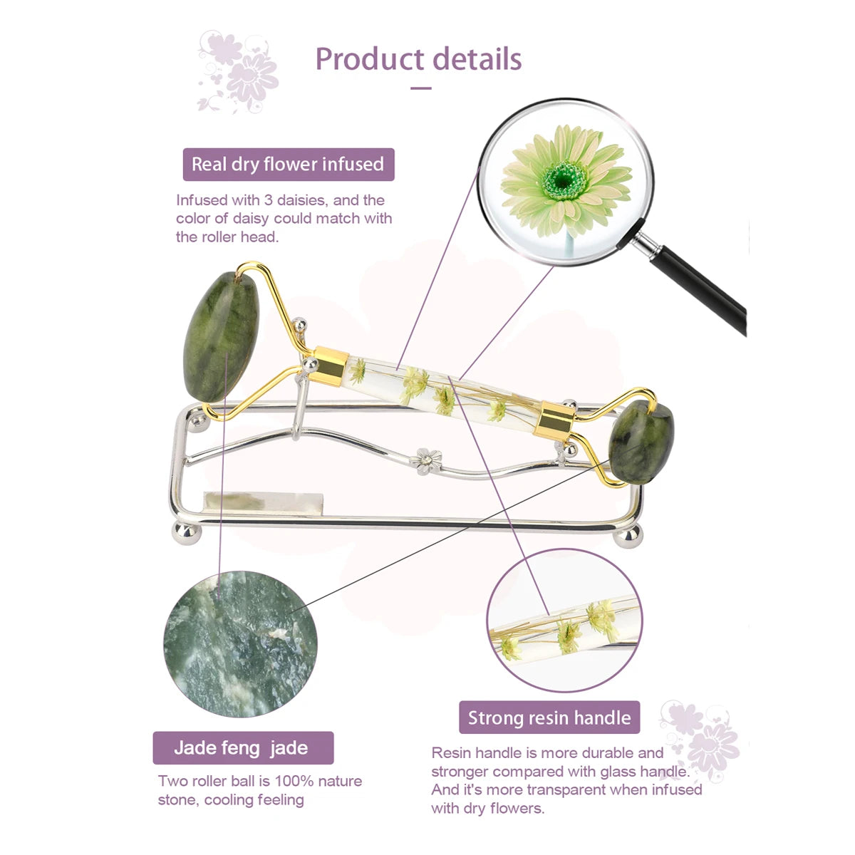 Natural Jade Facial Roller — Relaxing Massage & Contouring Effect