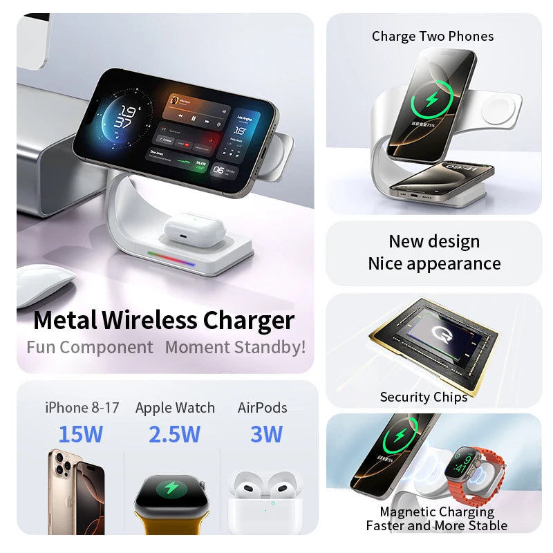 15W Magnetic Wireless Charging Stand (4-in-1)