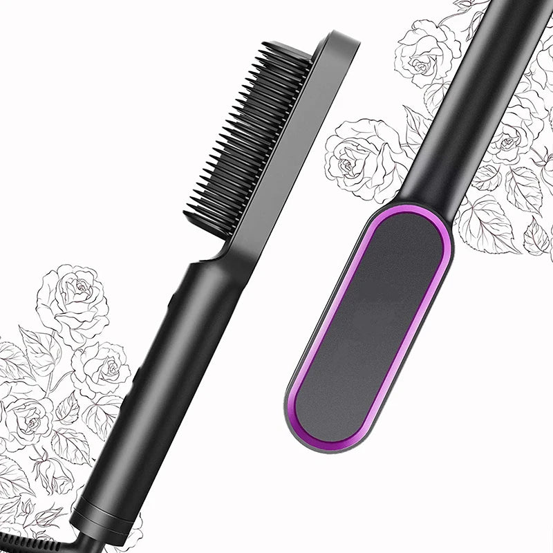 Electric Hair Straightening Brush — Fast Heat-Up for Salon-Style Hair