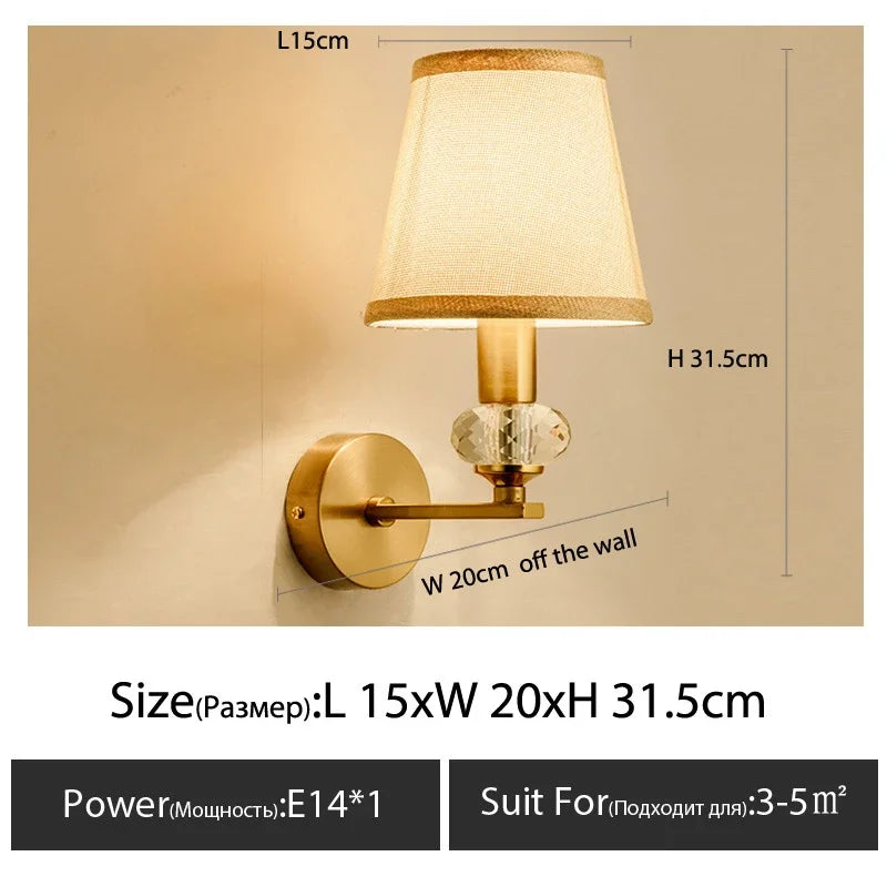 Modern Wall Sconce with White Fabric Shade E27 Gold Wall Lamp Bedroom Living Room Bathroom Vanity Light Fixture
