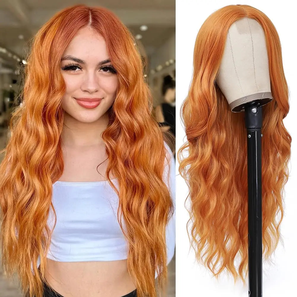 Long Wavy Lace Wig — 26" Heat-Resistant Curly Style
