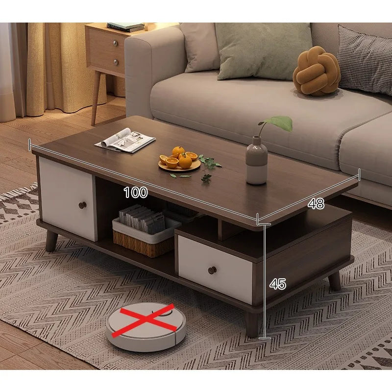 Coffee table living room household modern simple coffee table small apartment solid wood leg tea table tea table square