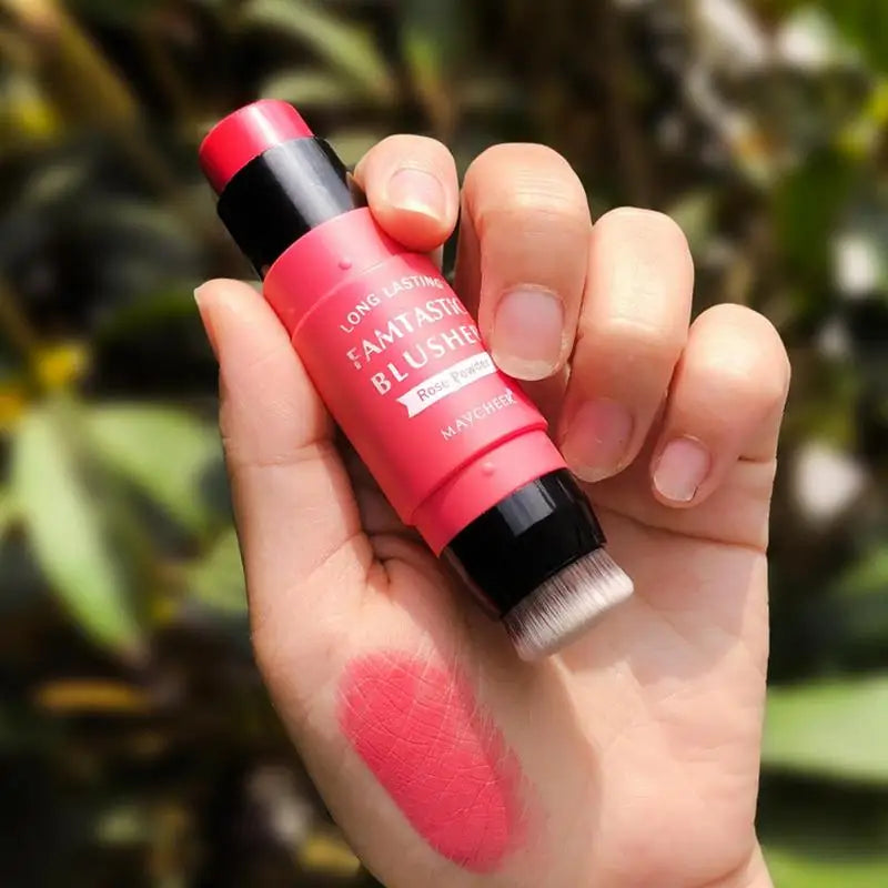 Blush Stick with Built-In Brush — 2-in-1 Cream Blush & Lip Color