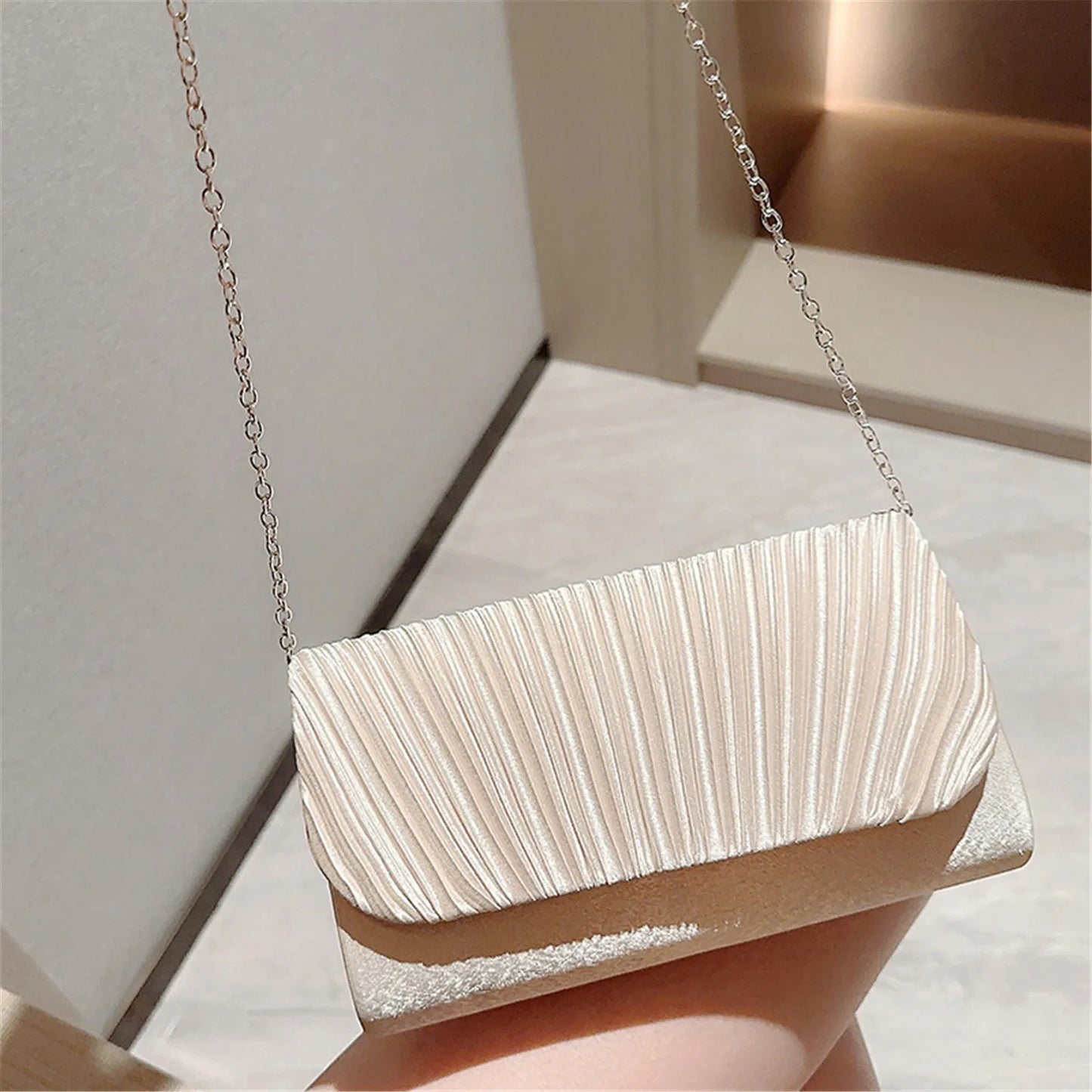 Luxury Silver Evening Clutch — Elegant Formal Handbag