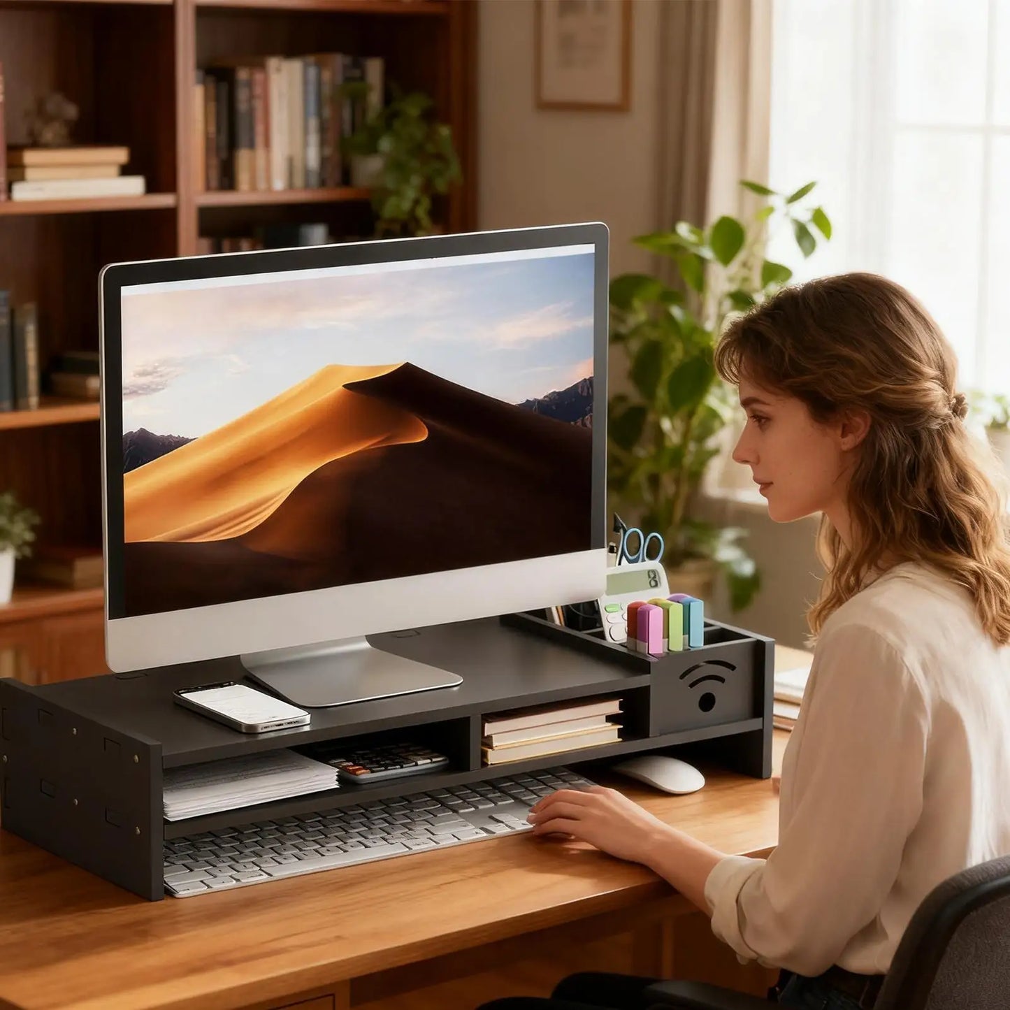 2-Tier Monitor Riser & Desk Organizer