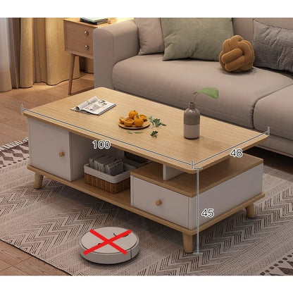 Coffee table living room household modern simple coffee table small apartment solid wood leg tea table tea table square
