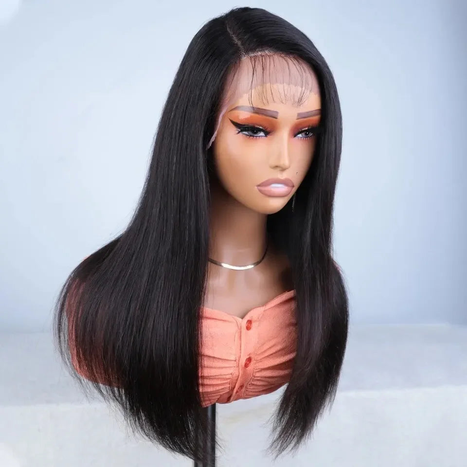 Sleek Lace Front Human Hair Wig — Natural & Highlight Shades