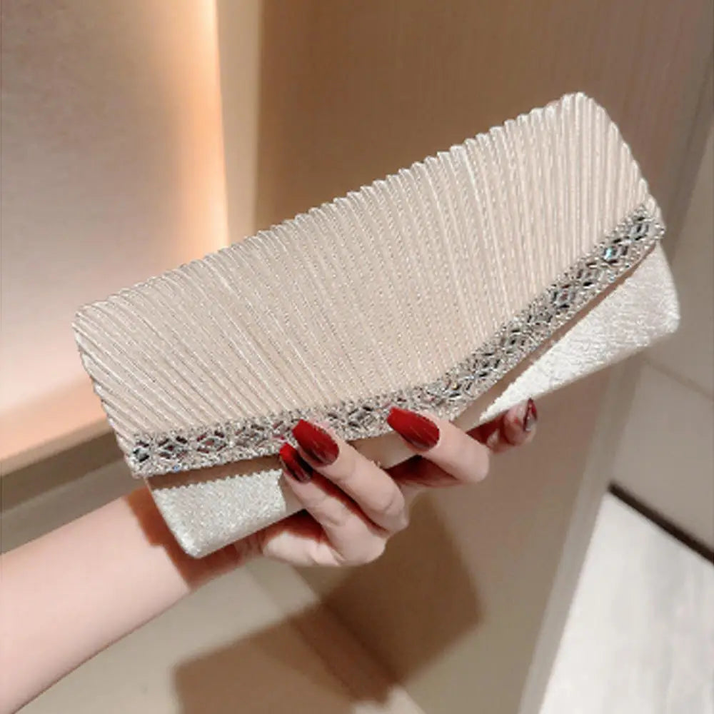 Luxury Silver Evening Clutch — Elegant Formal Handbag